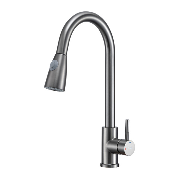 Смеситель для кухни с выдвижным гибким изливом/оруж.сталь FRAP F60991-9