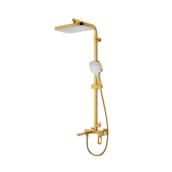 Душевая система Raglo для ванны и душа излив поворотный 15 см, сатин золотой R51.24.03