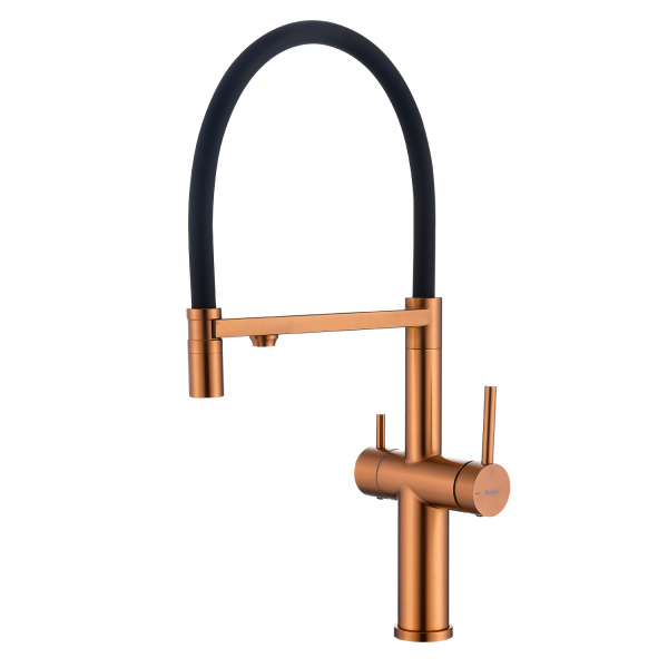 Смеситель Raglo для кухни с подключением к фильтру съёмный гибкий излив с магнитным фиксатором, матовая медь R20.63.33