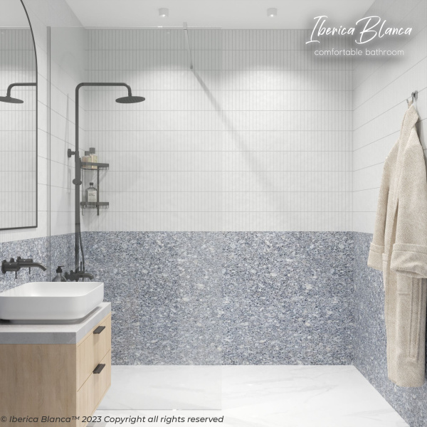 Душевая перегородка IBERICA BLANCA Mod.602 Walk In прозрачное стекло/хром 90х200см () IB602.SC.200.90 