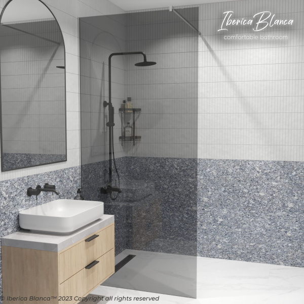 Душевая перегородка IBERICA BLANCA Mod.602 Walk In тонированное стекло/хром 120х200см () IB602.TC.200.120 