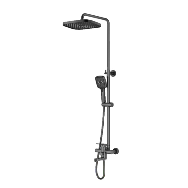 Душевая система Prohanss P60.24.09 для ванны и душа с тропическим душем поворотный излив 15 см, графит