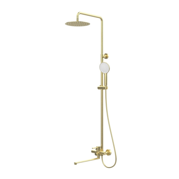 Душевая система Prohanss P31.24.03 для ванны и душа с тропическим душем поворотный излив 35 см, золотой сатин