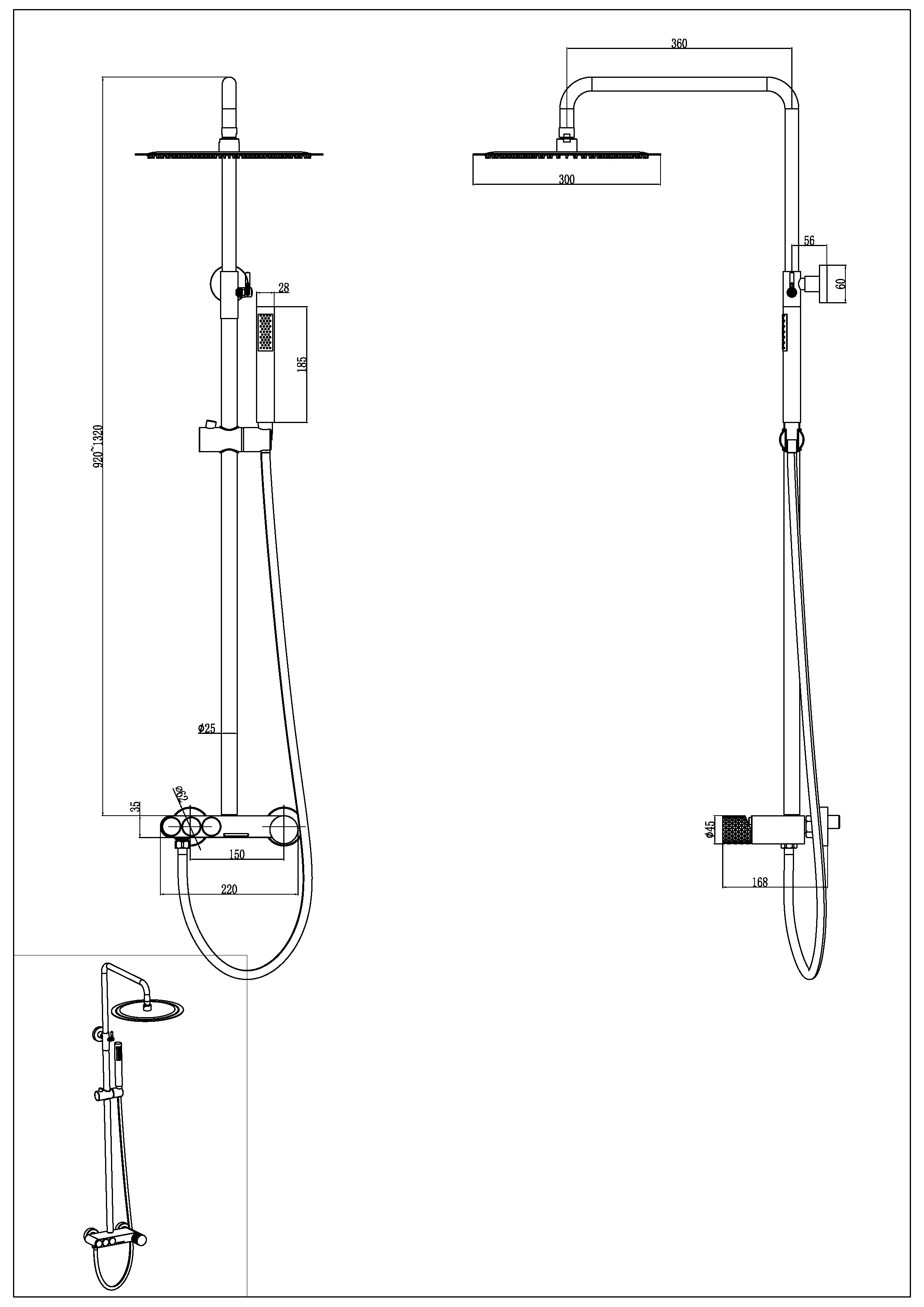 Стойка для душа STICK GOLD TOUCH Gold