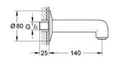 Излив для ванны BauClassic, настенный, хром 13258000