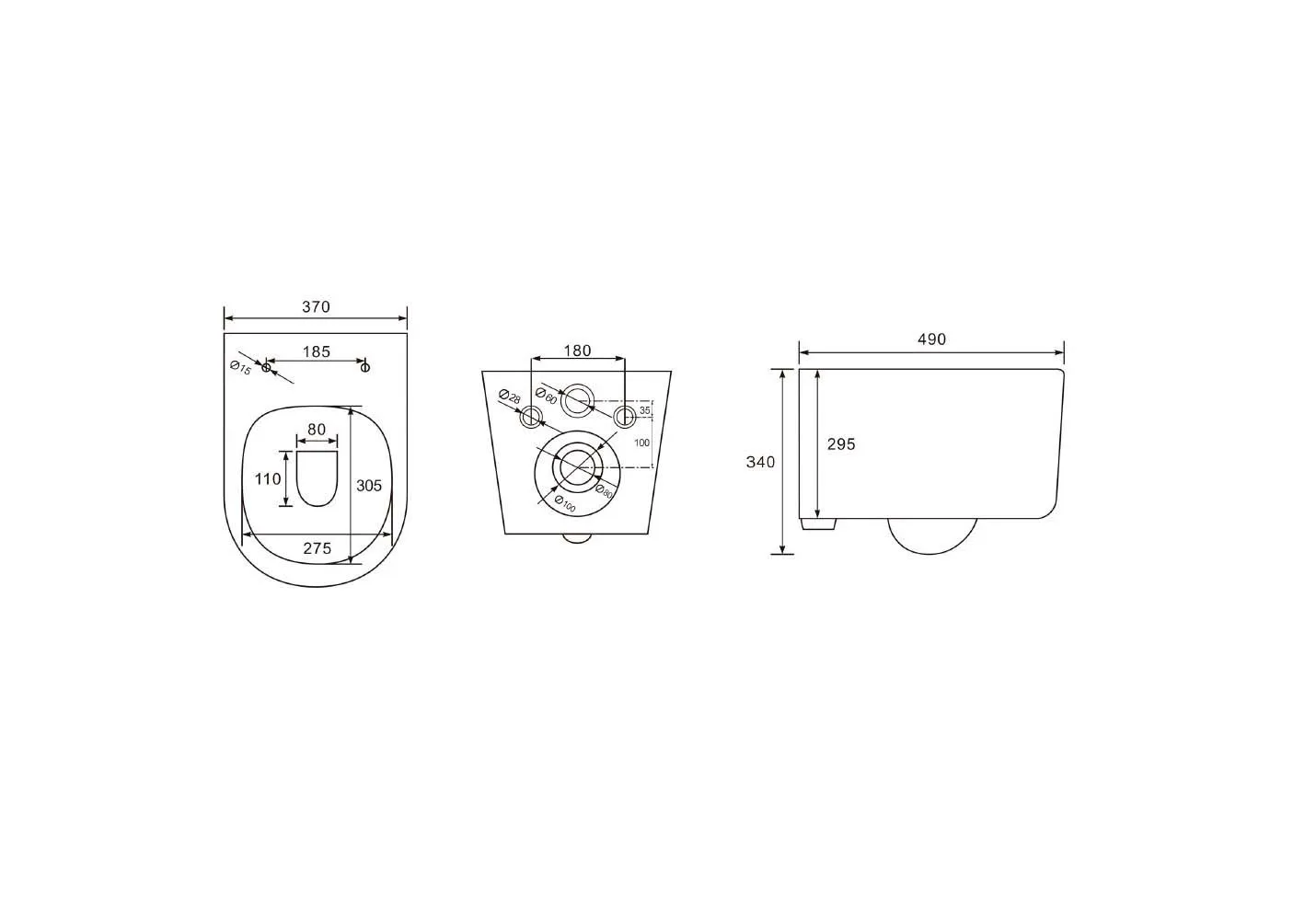 Унитаз компакт подвесной безободковый AQUATEK МИЯ 490*370*340мм, тонкое сиденье с механизмом плавног