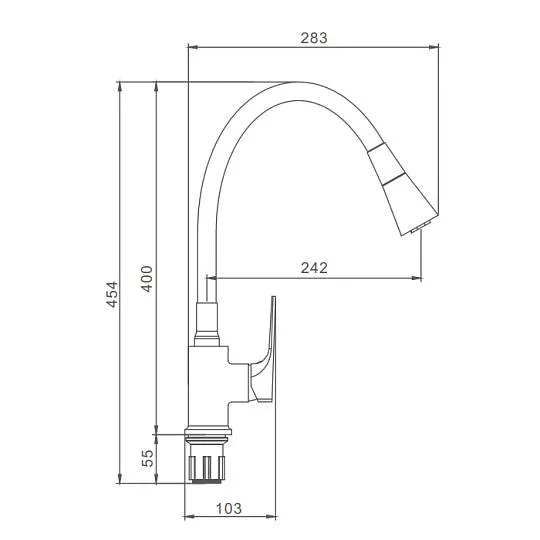 Смеситель Prohanss P61.4406.03 для кухни высокий гибкий излив, золотой сатин