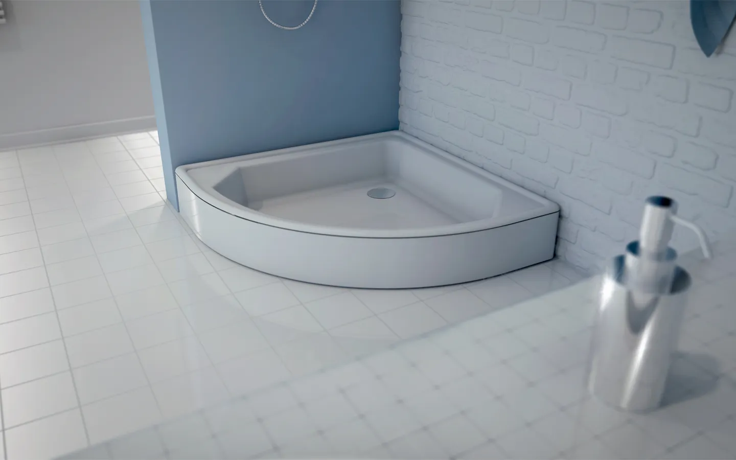 Душевой поддон BLB стальной 70х70х12 четверть круга