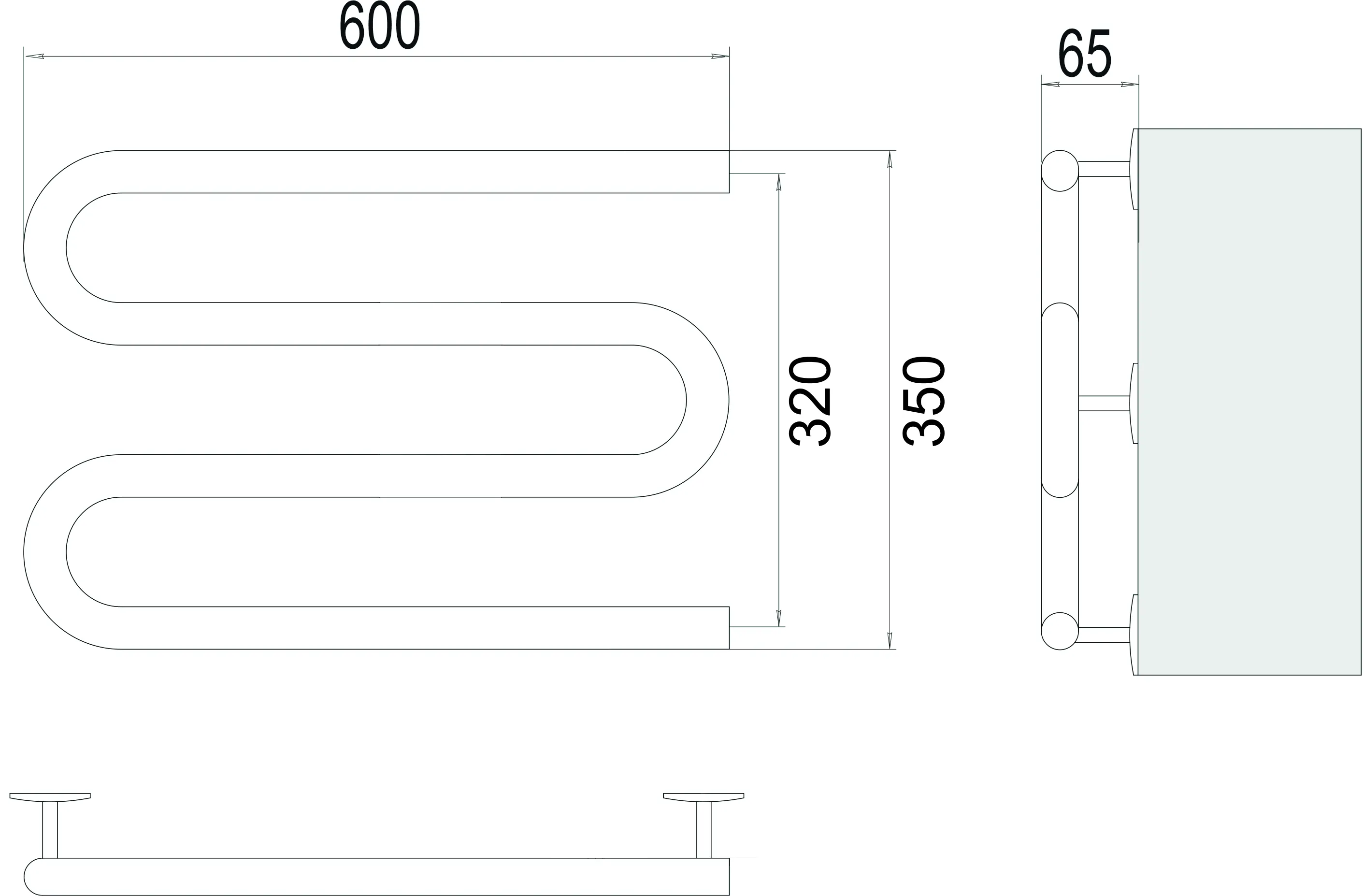 Полотенцесушитель M-образные600х350