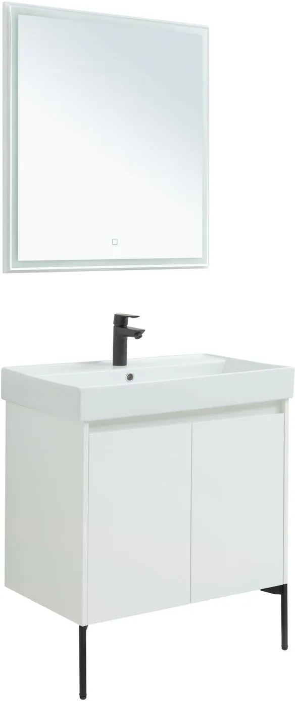 Комплект мебели для ванной Aquanet Nova Lite 75 белый глянец (2 дверцы)