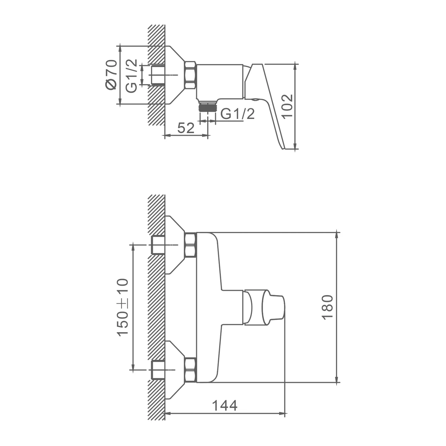 Смеситель Splenka для душа без излива , хром S07.20