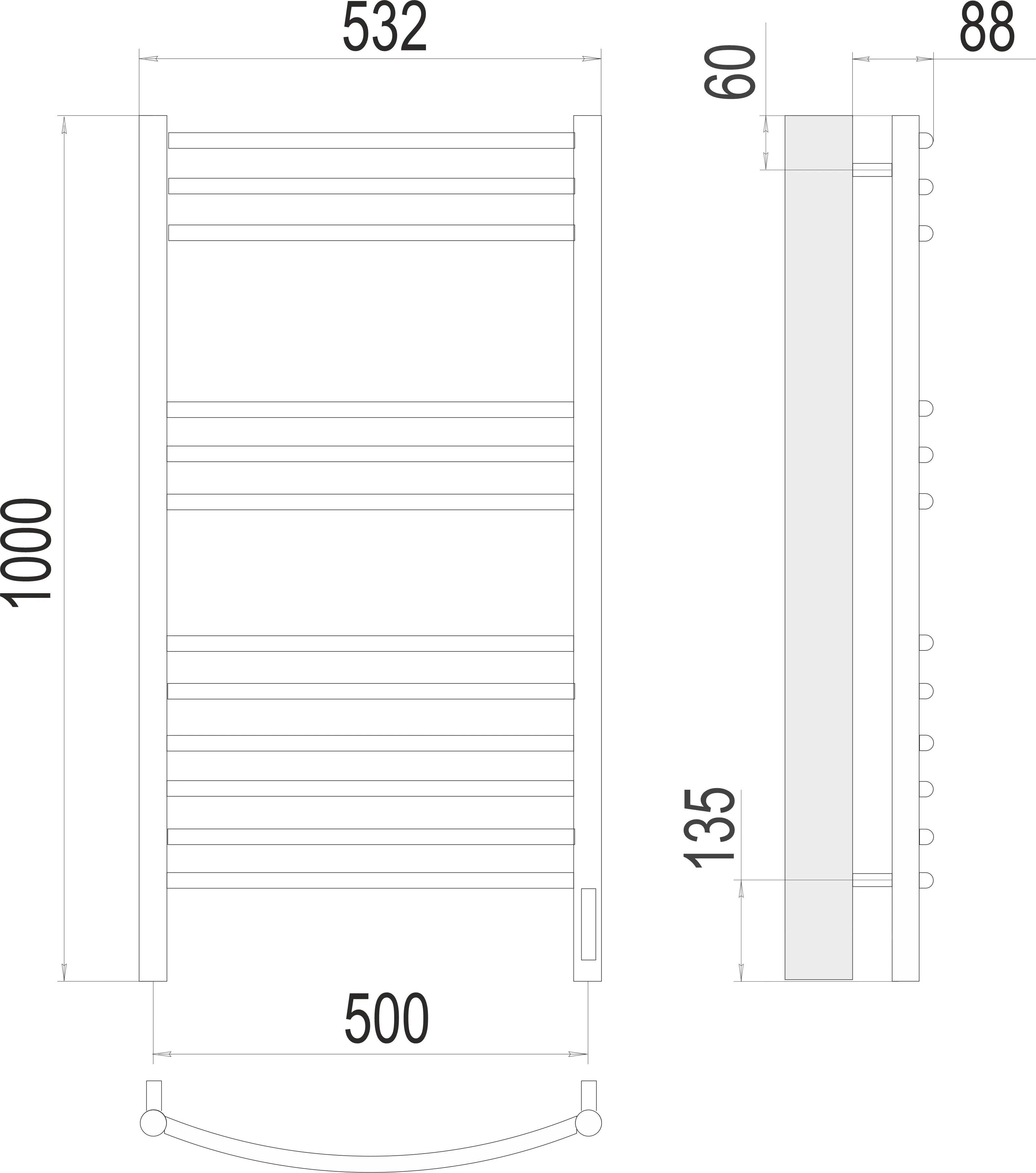 Полотенцесушитель TERMINUS Классик П12 500х1000