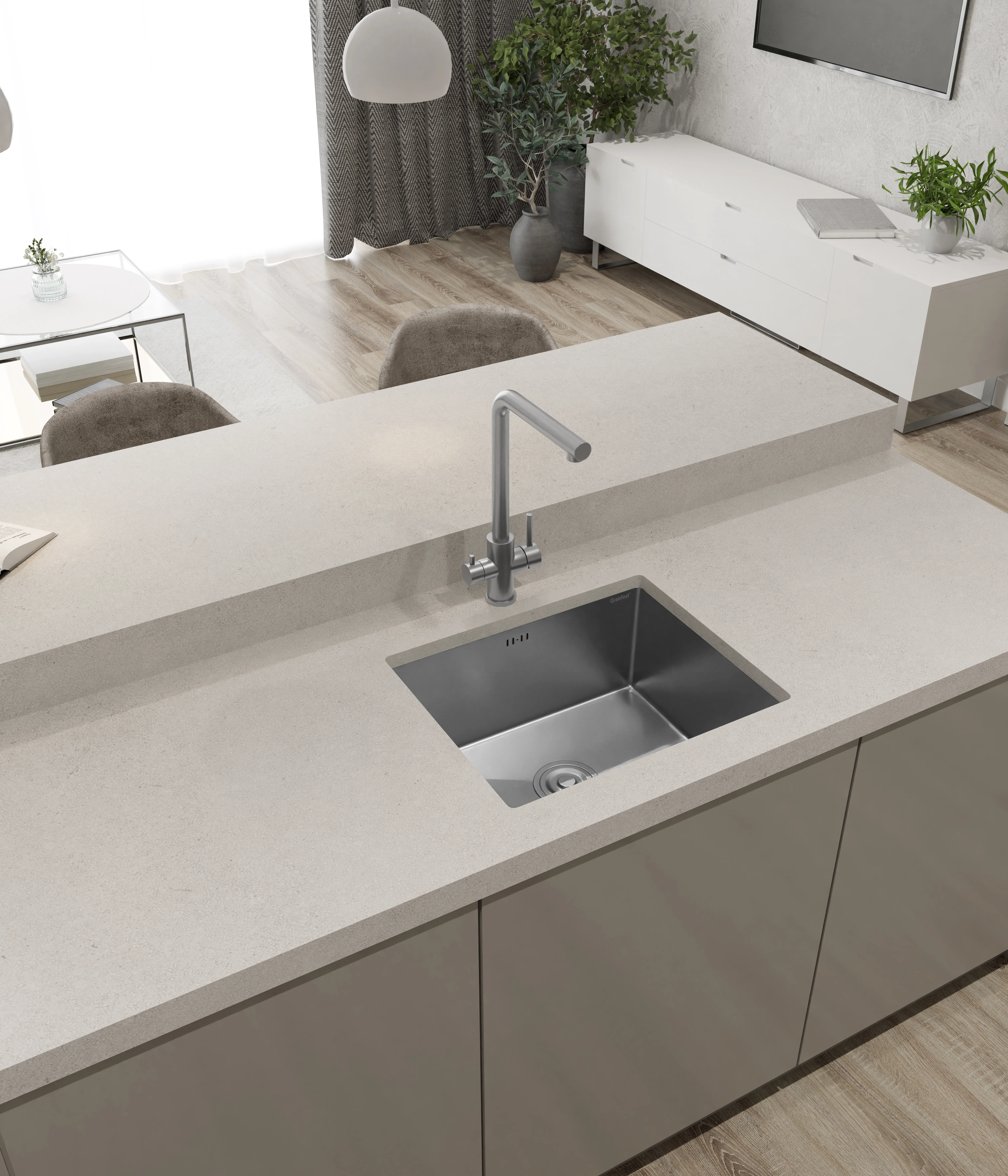 GranFest METAL (4844) Мойка PVD ГРАФИТ.1 чаша 485*440*215 мм