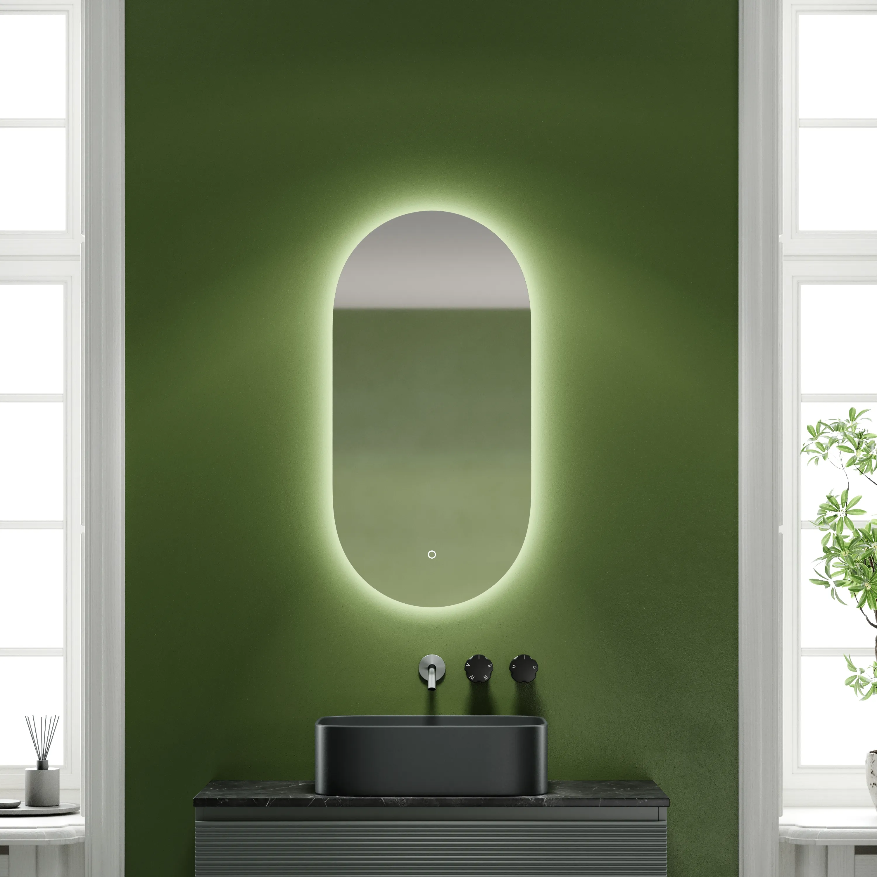Зеркало Sancos Овал / Oval OV45C 45x90 светодиодная подсветка 