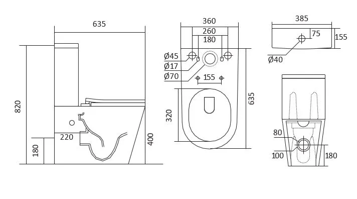 Унитаз-компакт напольный безободковый с бачком AQUATEK ЛИБРА AQ1263N-00 635*385*820 мм, горизонтальный выпуск, тонкое сиденье с механизмом плавного закрывания, крепеж