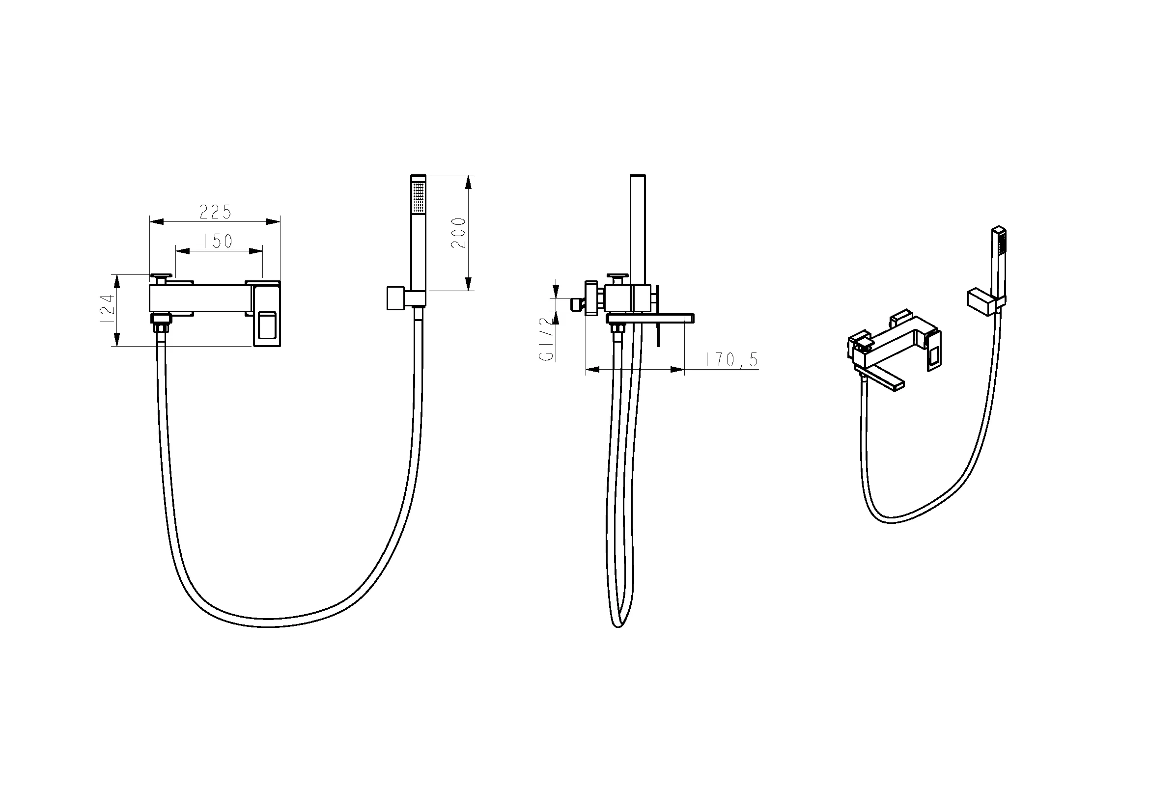 Смеситель для ванны Q GoldG.2_Комплект