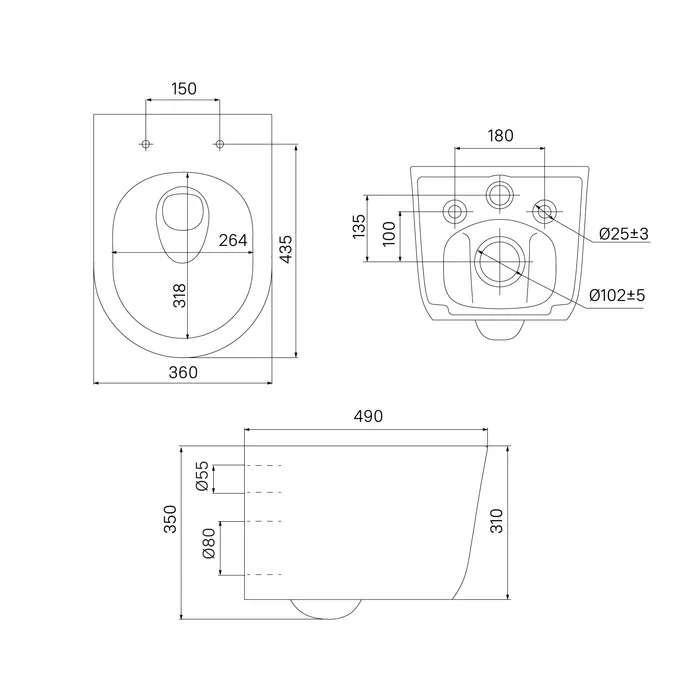 Комплект 3в1: подвесной унитаз, пневматическая инсталляция и клавиша смыва, Basic, IDDIS, BASSLPA3i73
