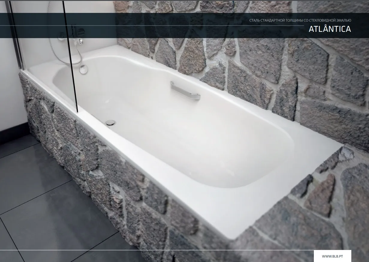 Ванна стальная BLB Atlantica 180x80x36, универсальная, с отверстиями для ручек