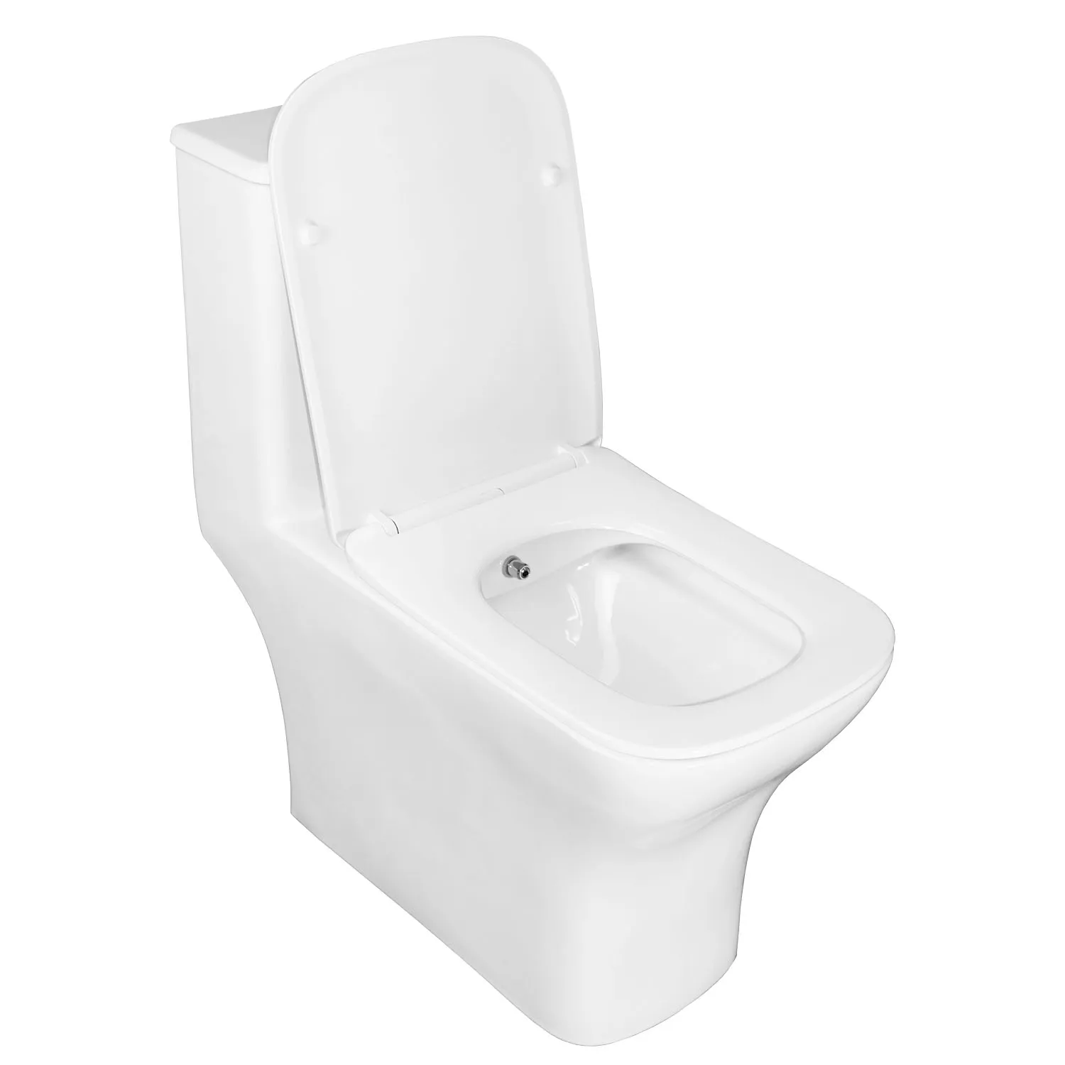 Унитаз моноблок с функцией биде Azario Lodi 350х665х750 напольный, безободковый, горизонтальный слив, сиденье дюропласт микролифт () AZ-8617B