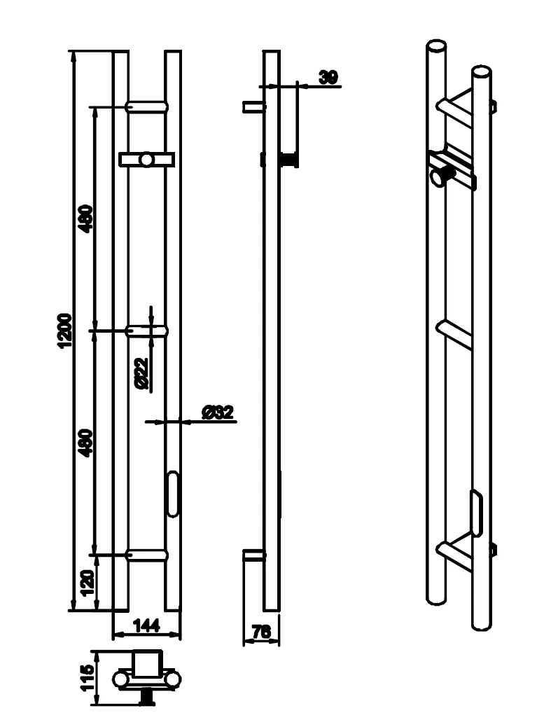 Полотенцесушитель электрический 2-трубы круглый CHROME