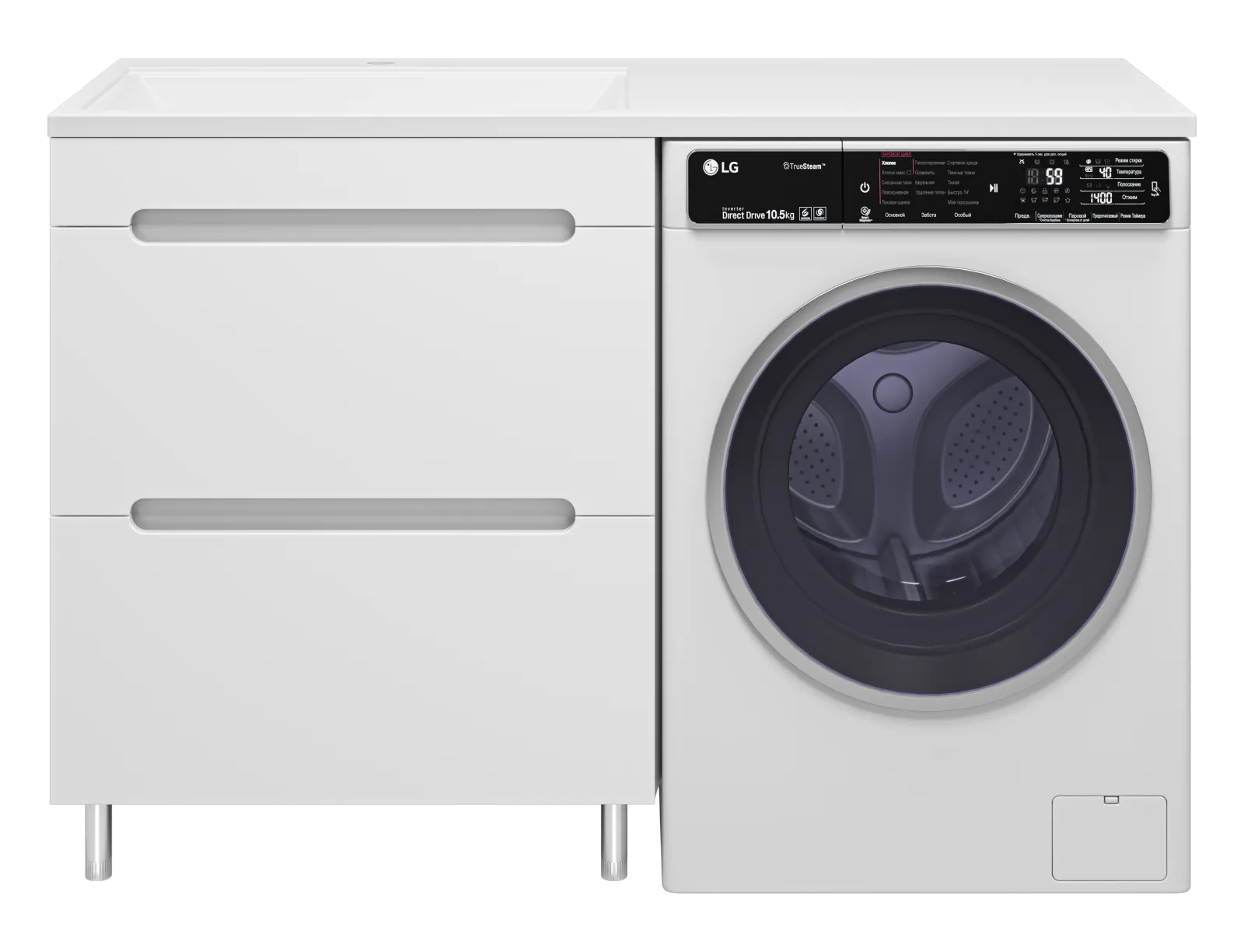 Тумба Misty Байкал 70 под стиральную машину с раковиной Misty Гавана 130 правая