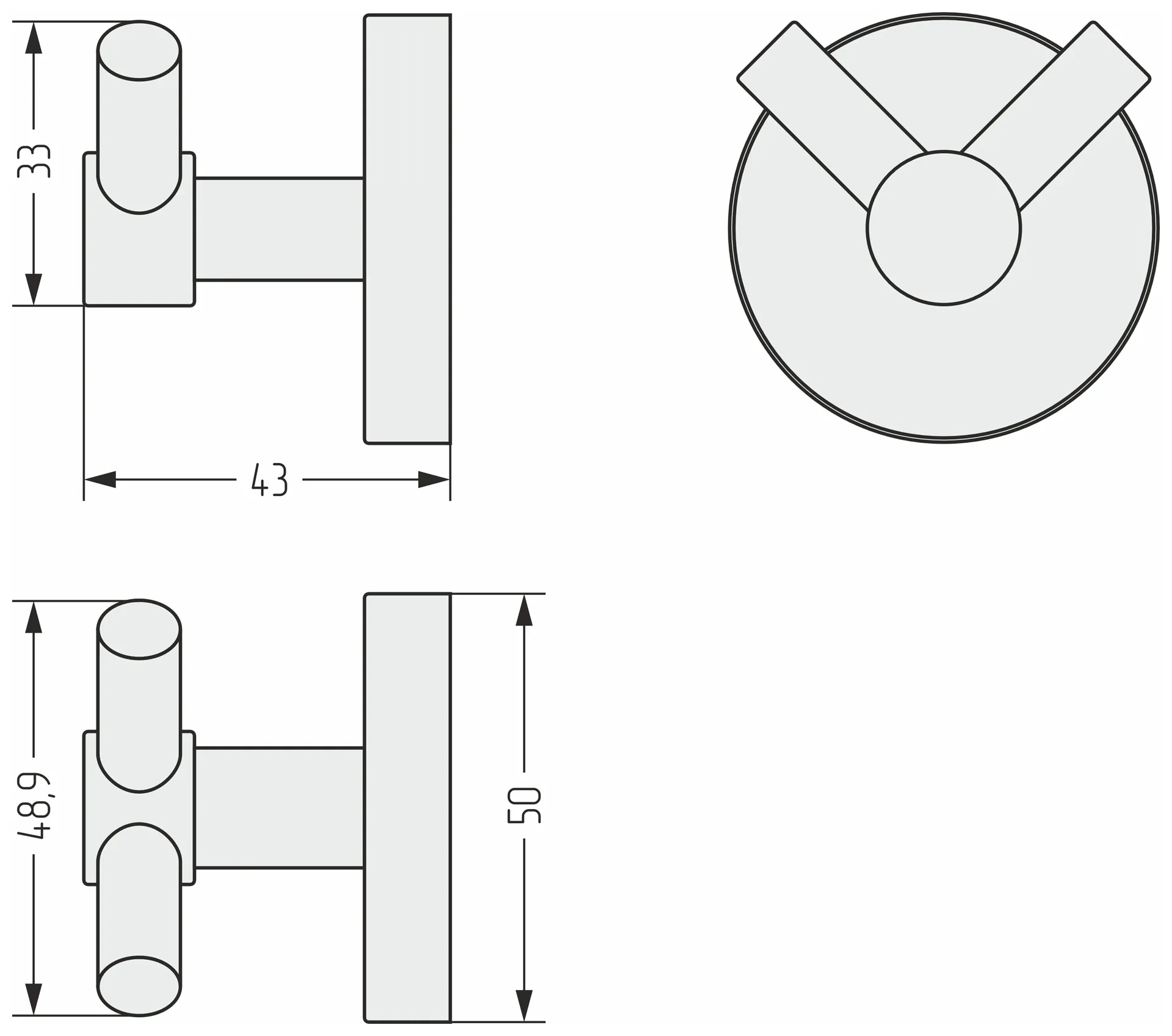 Вешалка ВИКТОРИЯ настенная / L 50 (Тёмный титан муар)