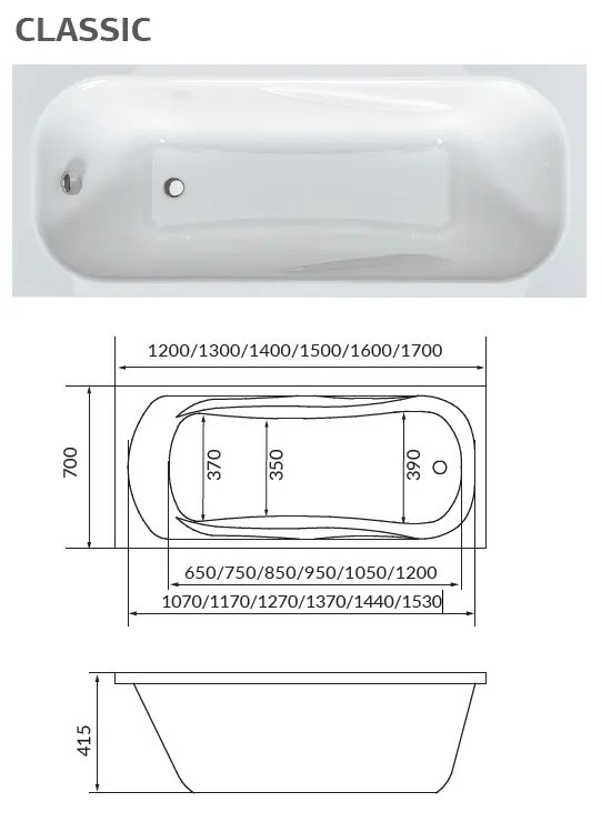Ванна "CLASSIC" 130х70 А 1Marka