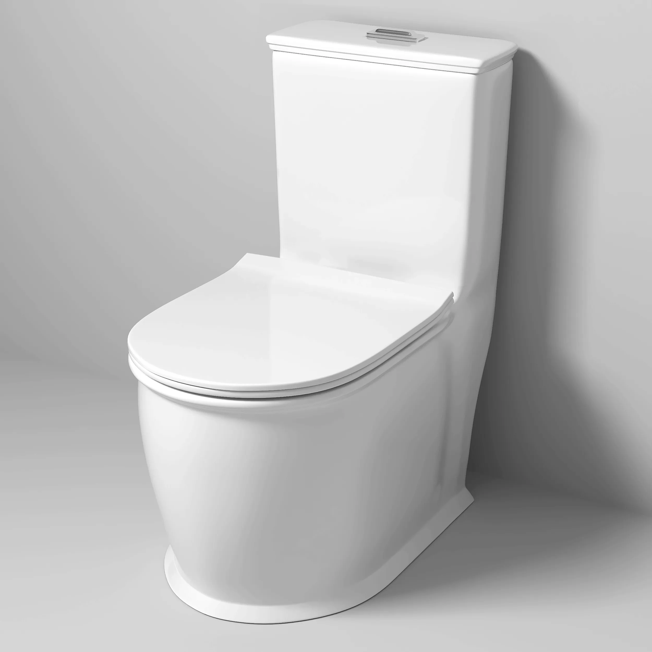 Унитаз напольный Grossman Retro (670х350х825) безободковый,белый,моноблок с тонкой крышкой,микролифт, GR-4492S