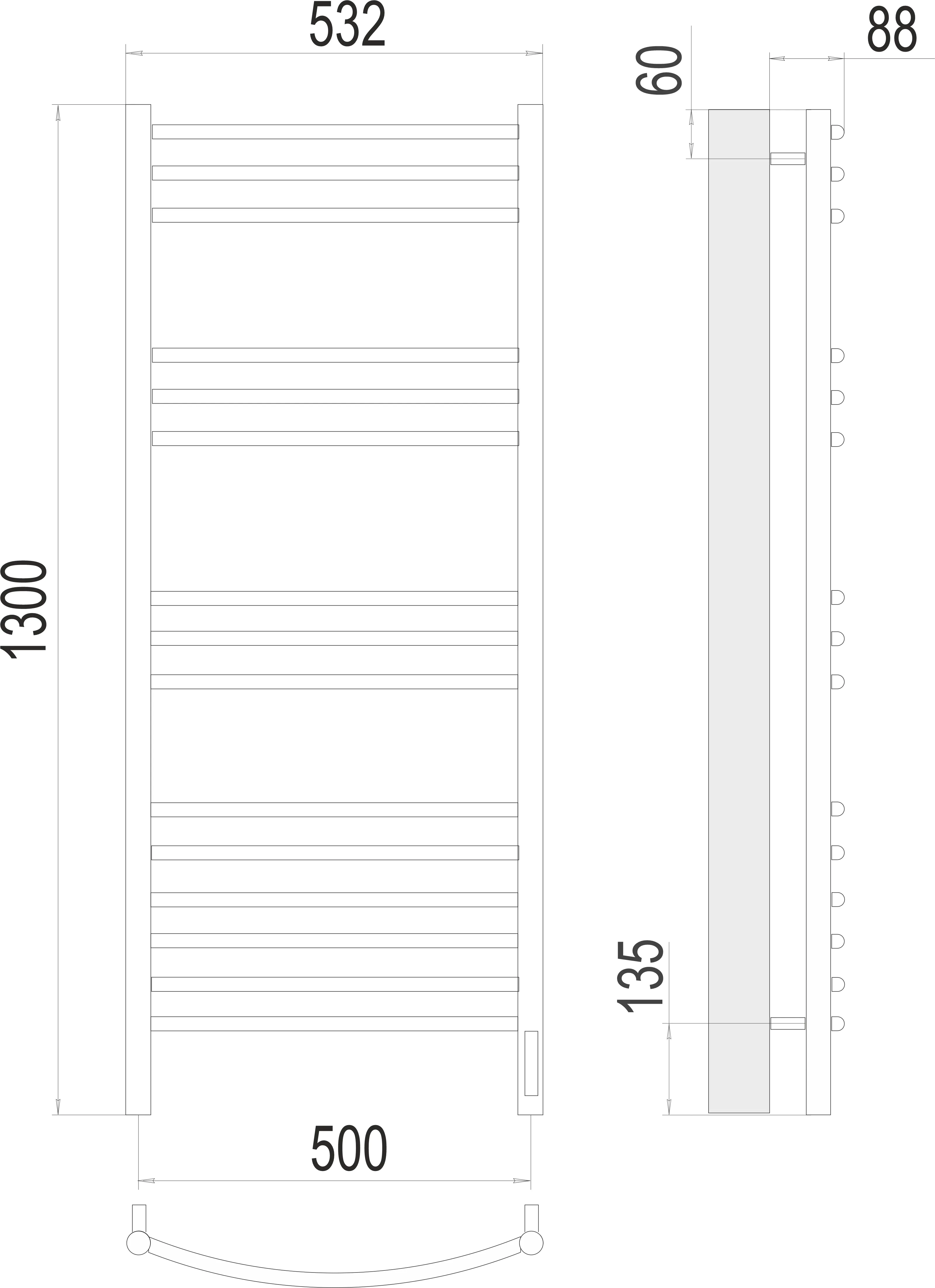 Полотенцесушитель TERMINUS Классик П15 500х1300