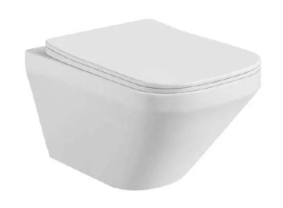 Унитаз подвесной безободковый Aquatek ЛИРА , 490*365*320 мм, горизонтальный выпуск, тонкое сиденье с механизмом плавного закрывания, крепеж AQ1155-00