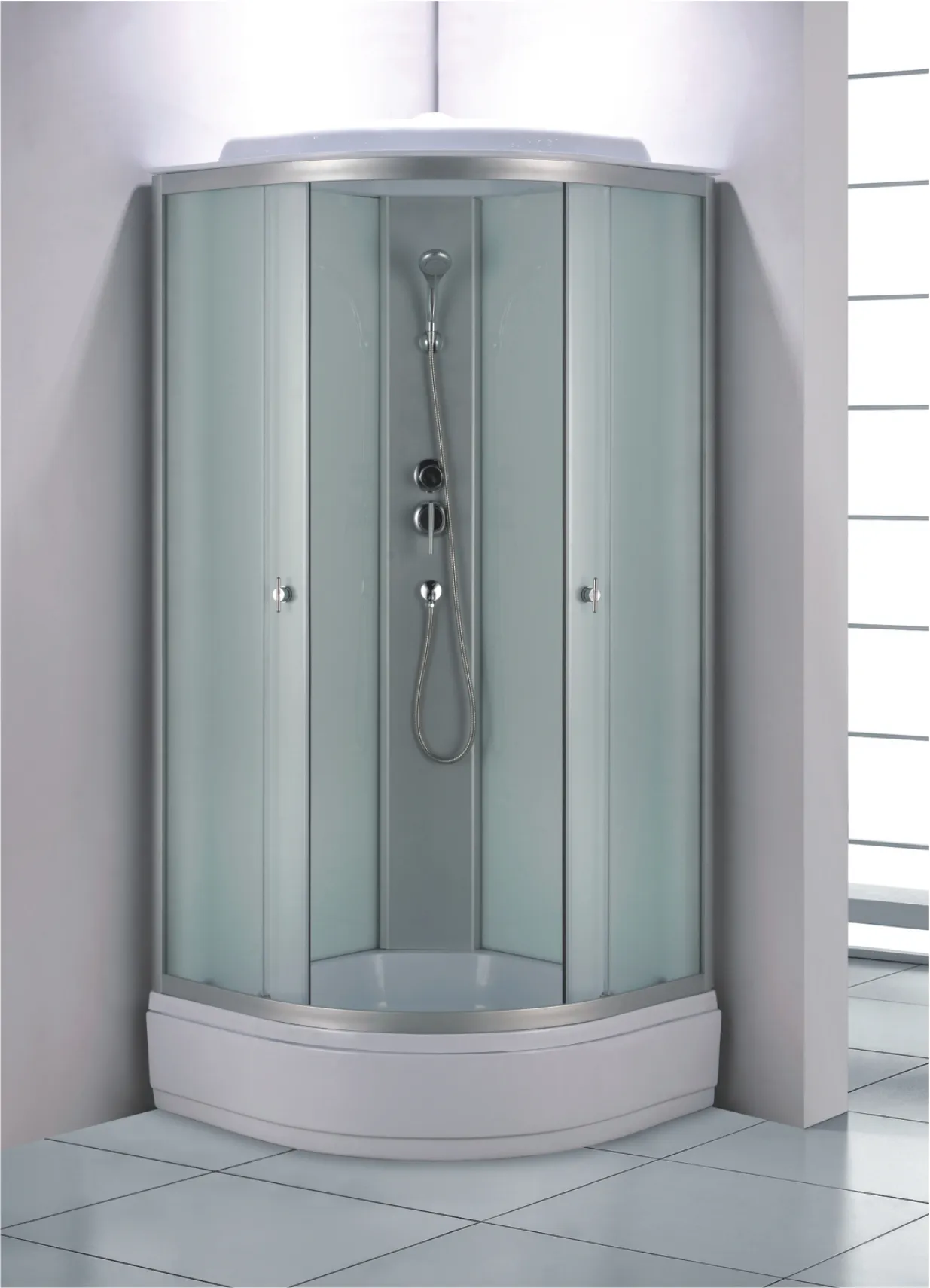 Душевая кабина Loranto 1000х1000х2150 белое заднее стекло, поддон 26 см, матовое стекло 4 мм, профиль хром матовый () CS-985TM/W-100