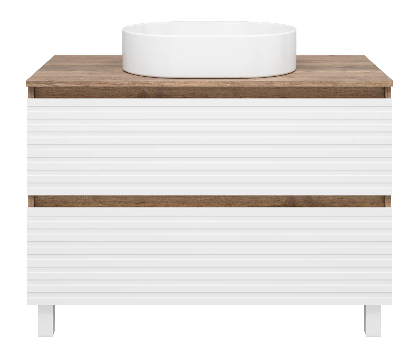 DAKOTA -100 Тумба напольная 2 ящ. (ДСП (Дуб Гал. Белый) + раковина