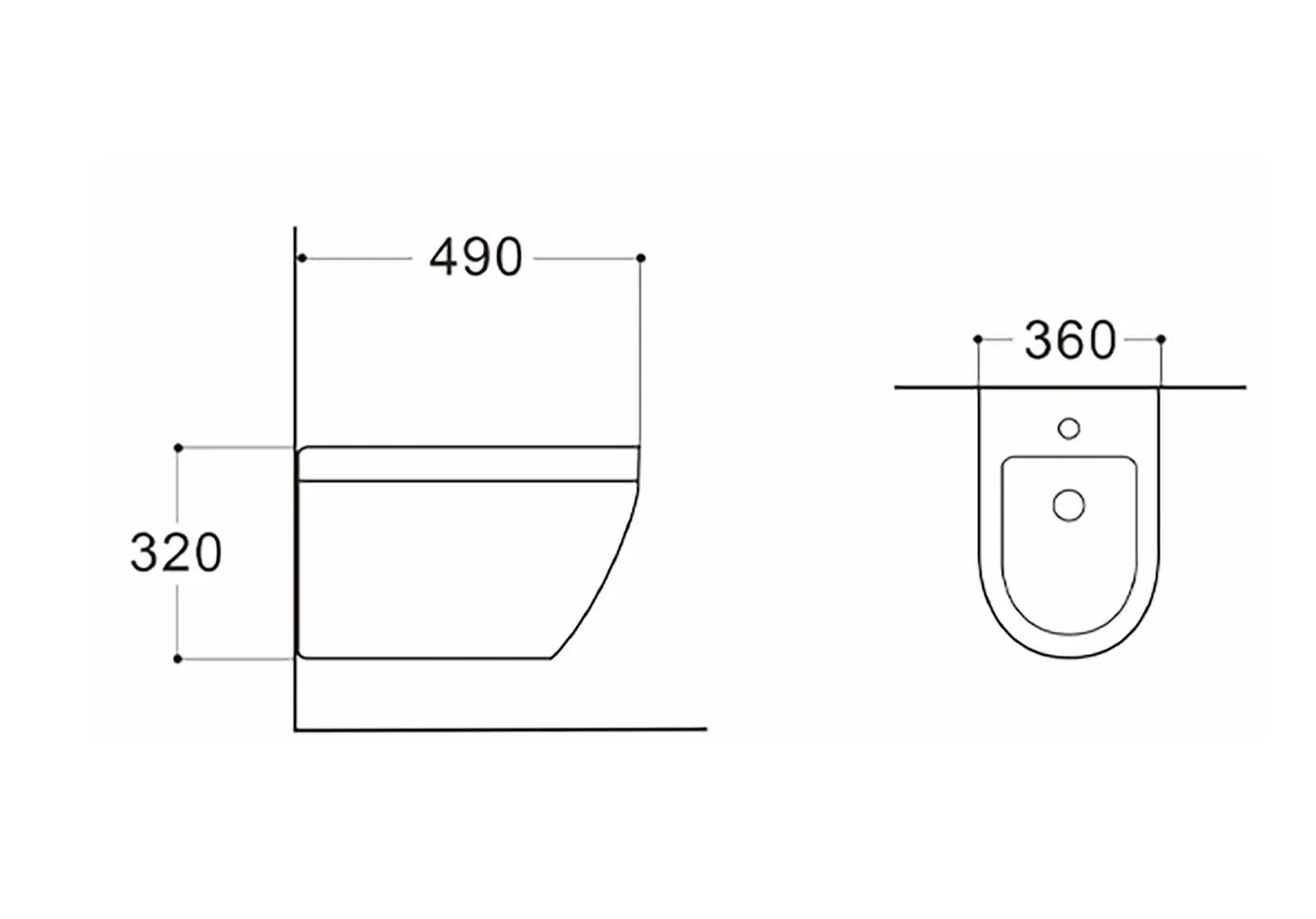 Биде подвесное ЛЕЯ 490*360*320, крепеж AQ1099-00