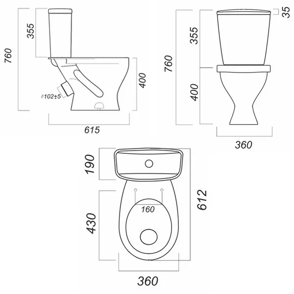 Унитаз-компакт Sanita Эталон Эконом с сиденьем ETLSACC01090113