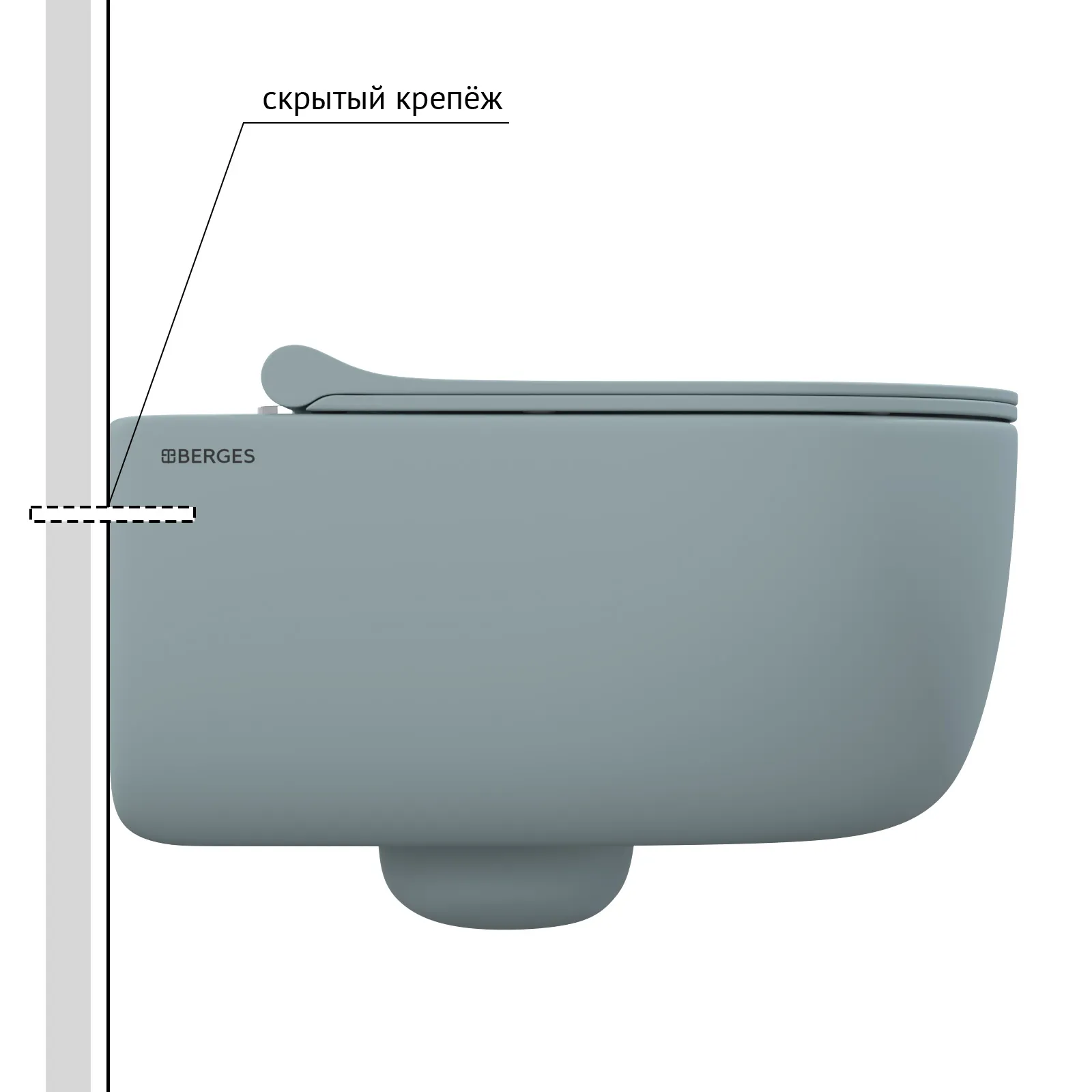 EGO XL, матовый голубой, микролифт, быстросъёмное