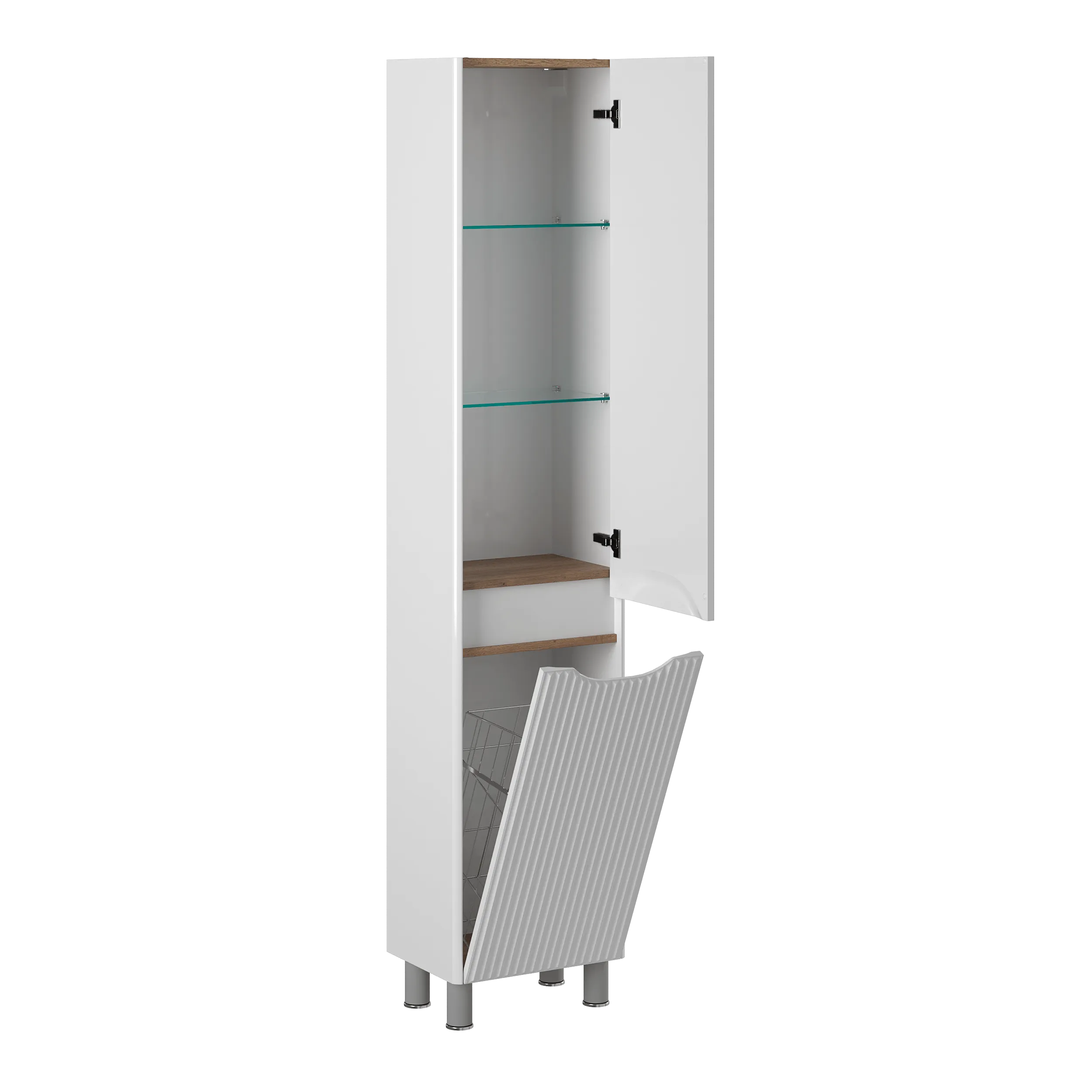 Пенал с корзиной для белья Briz Монблан правый 
40 см, белый глянец