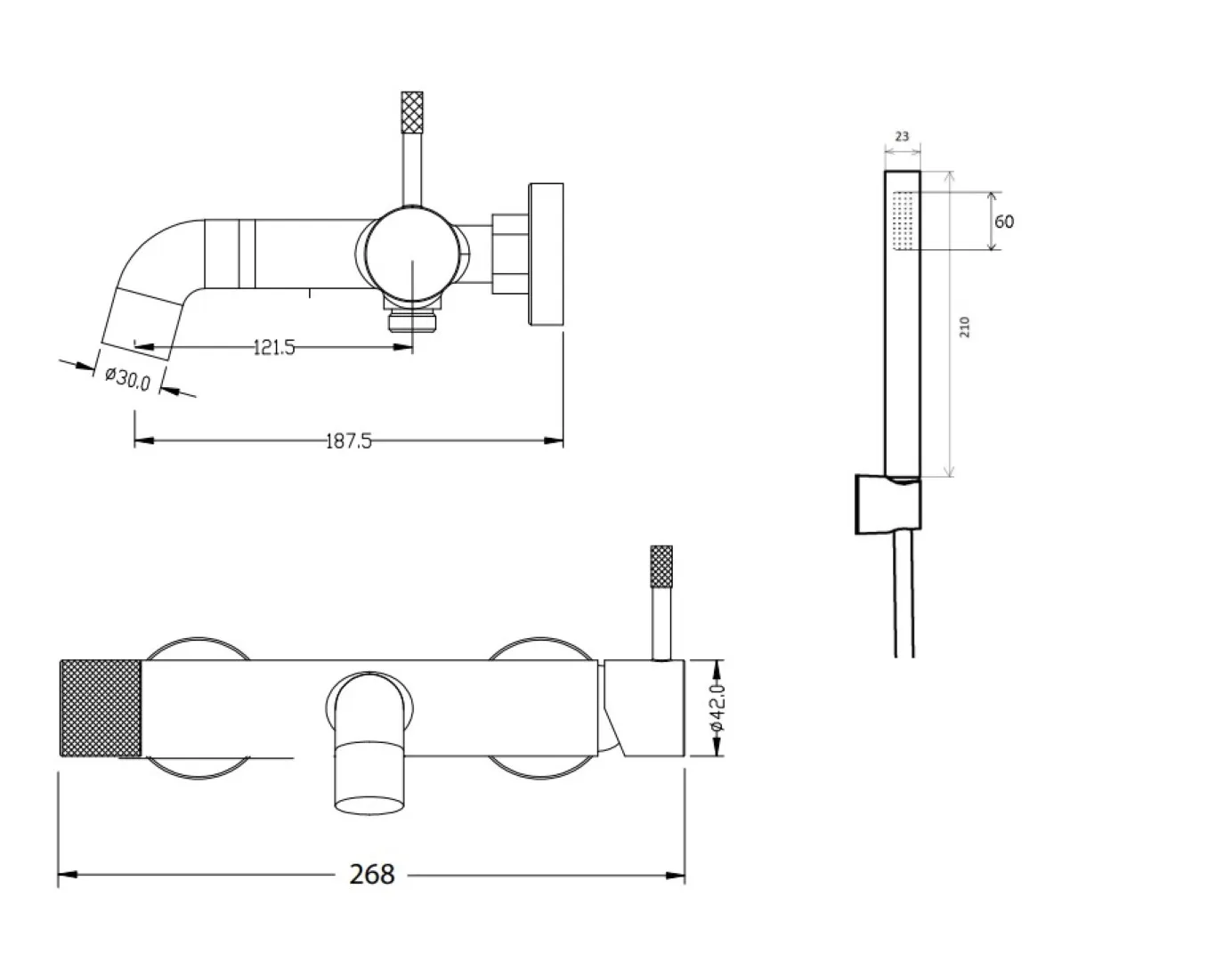 Смеситель для ванны, Uno. Matt White