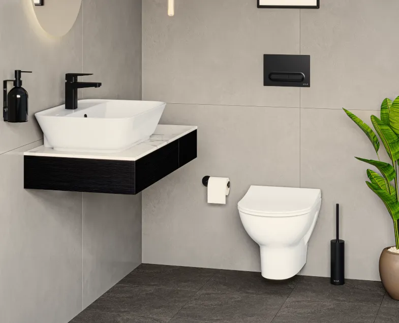 Унитаз безободковый подвесной VitrA Zentrum + тонкое сиденье 5795B003-6077