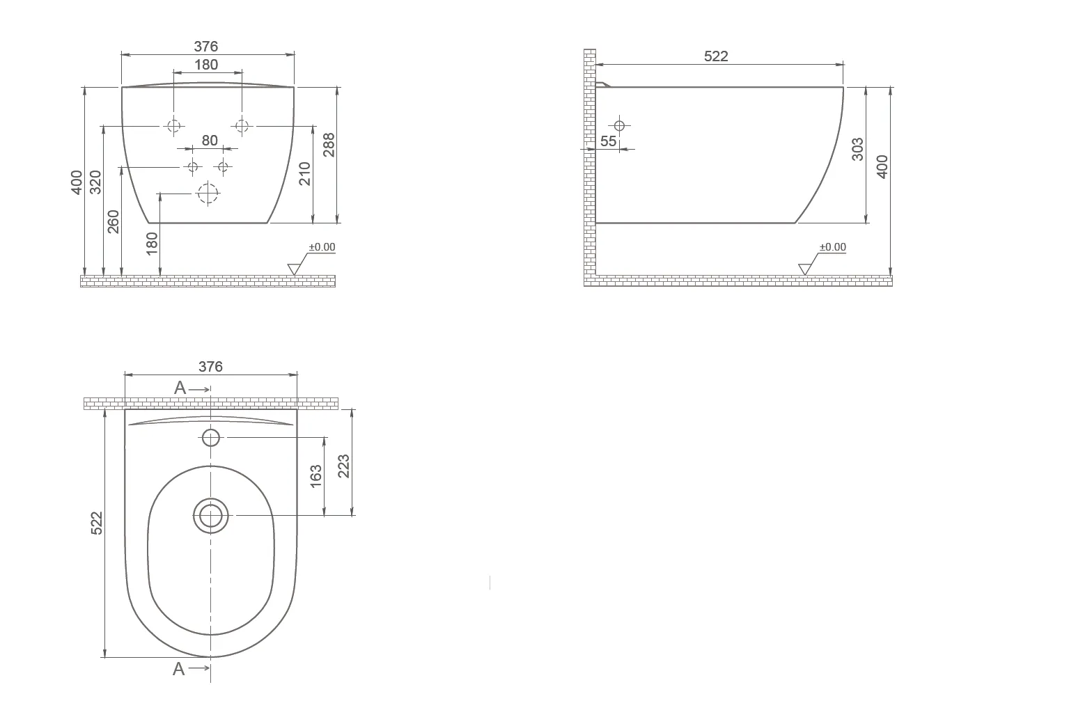Биде подвесное Bianca, матовый белый