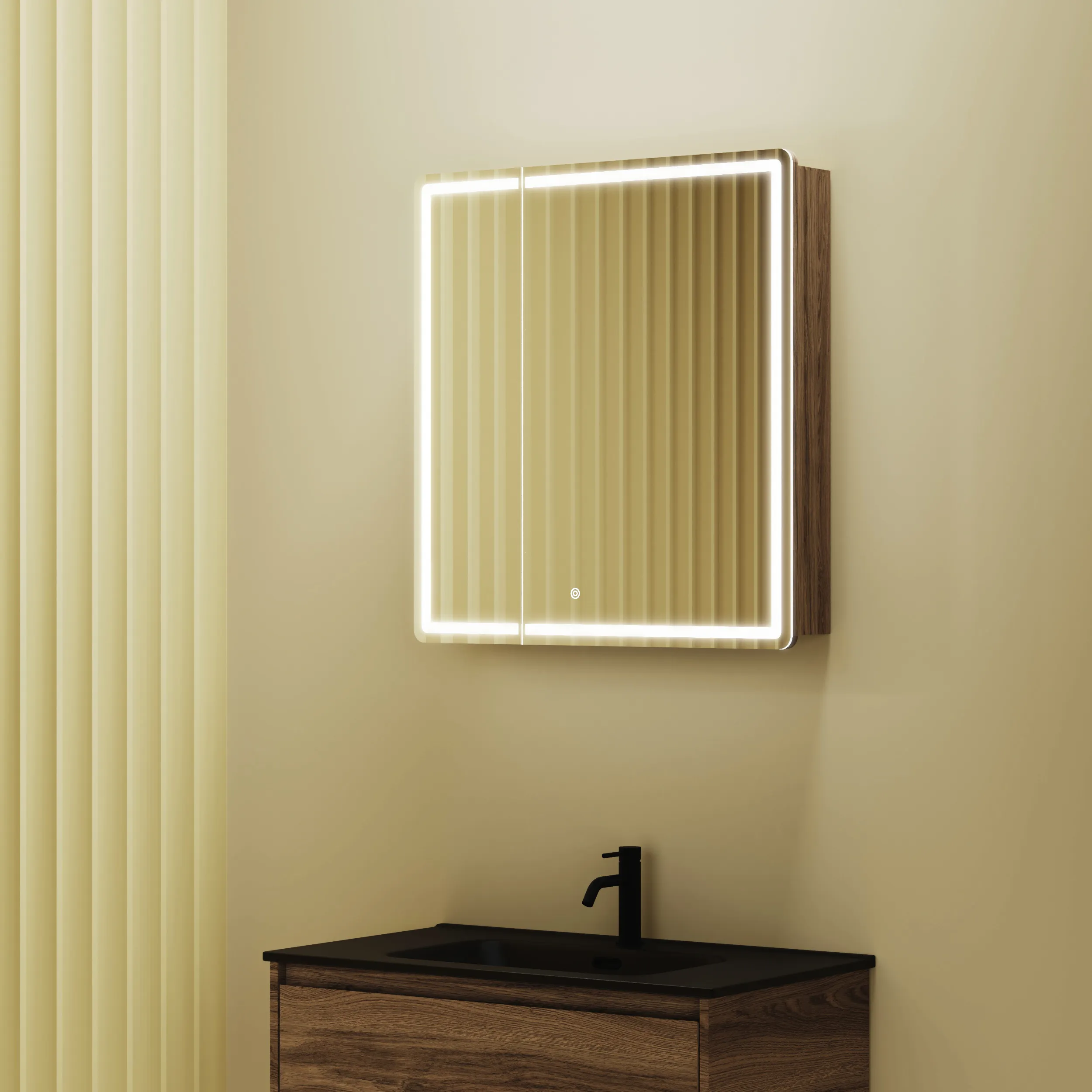 Зеркальный шкаф Sancos Блик / Mirror MI70ECH 69x74 с подсветкой, дуб чарльстон
