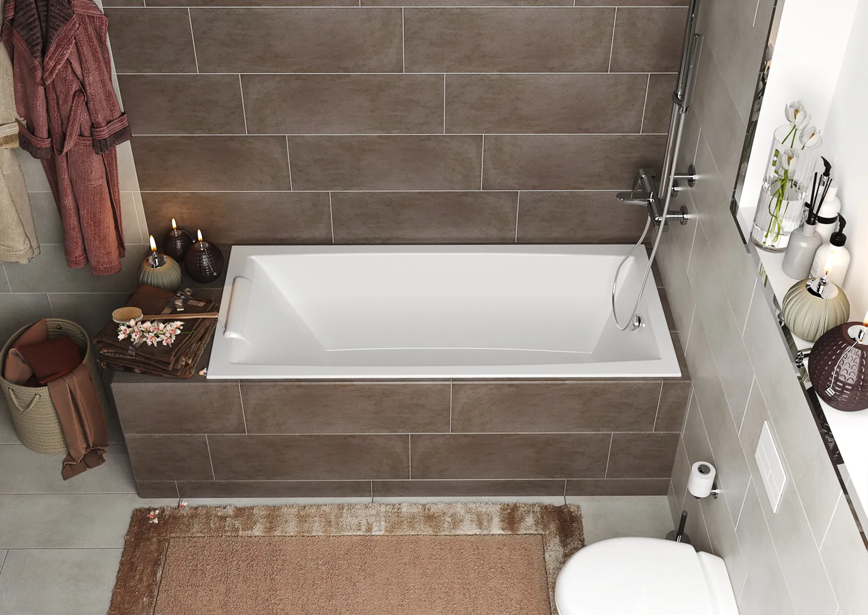 Ванна акриловая Marka One AELITA Slim 180х80 Прямоугольная белая встраиваемая 01ае1880слим