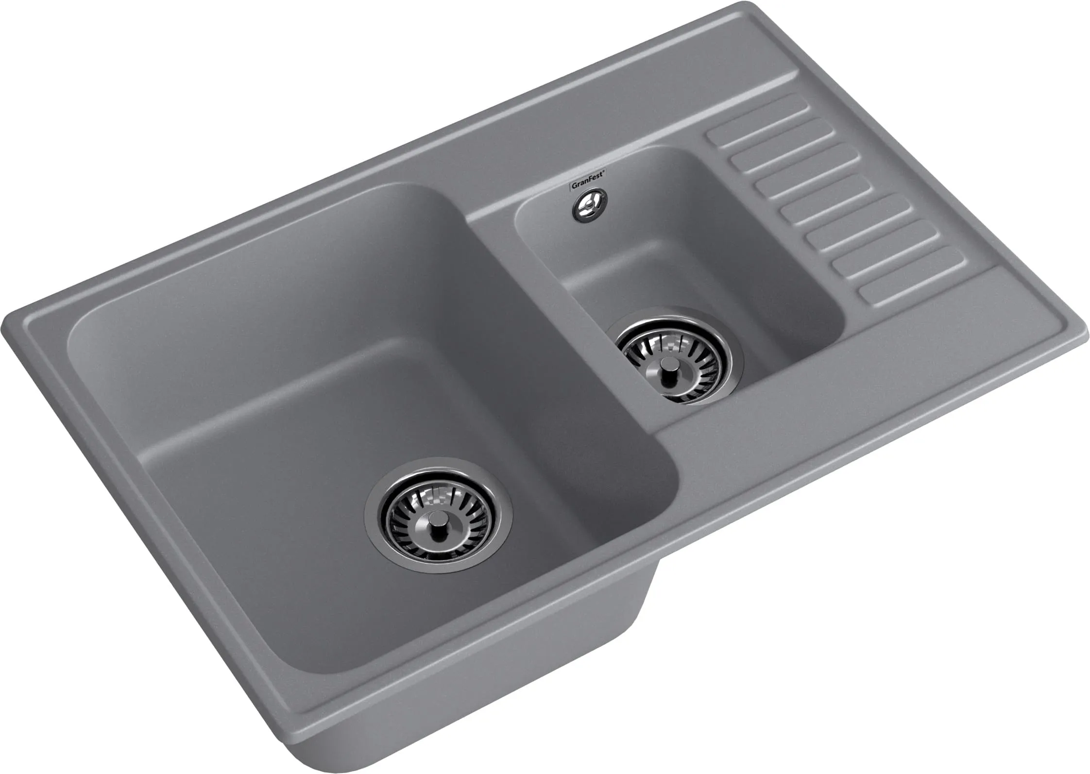 GranFest QUARZ (ECO-21К) Мойка 1,5-чаш+кр 740*480 (темно-серый)