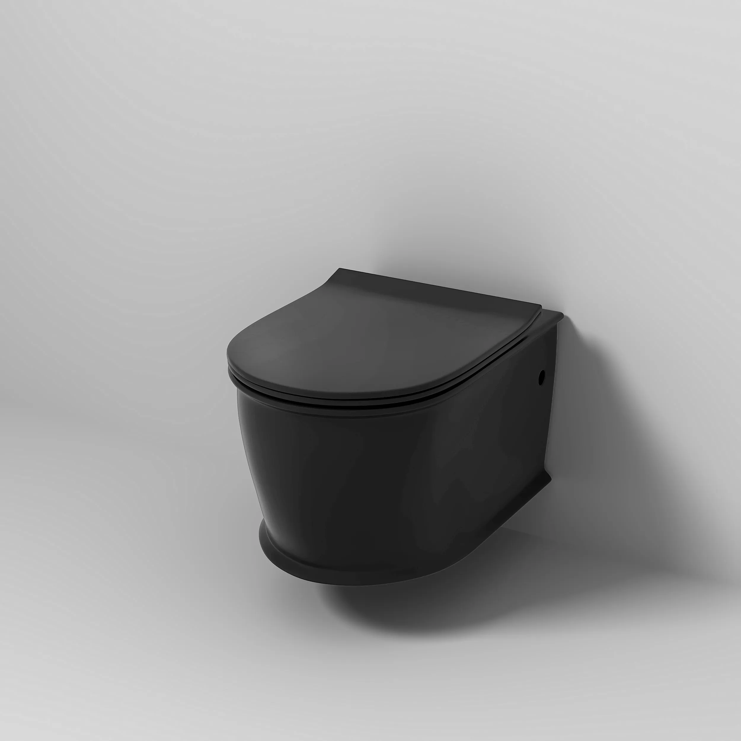 Унитаз подвесной Grossman Retro (545х370х360) безободковый,черный матовый с тонкой крышко GR-4482BMS