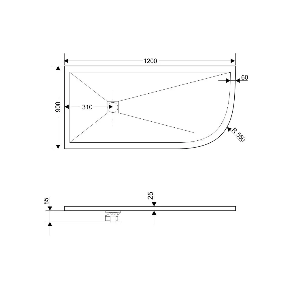Душевой поддон асимметричный RGW ST/AL-G Графит