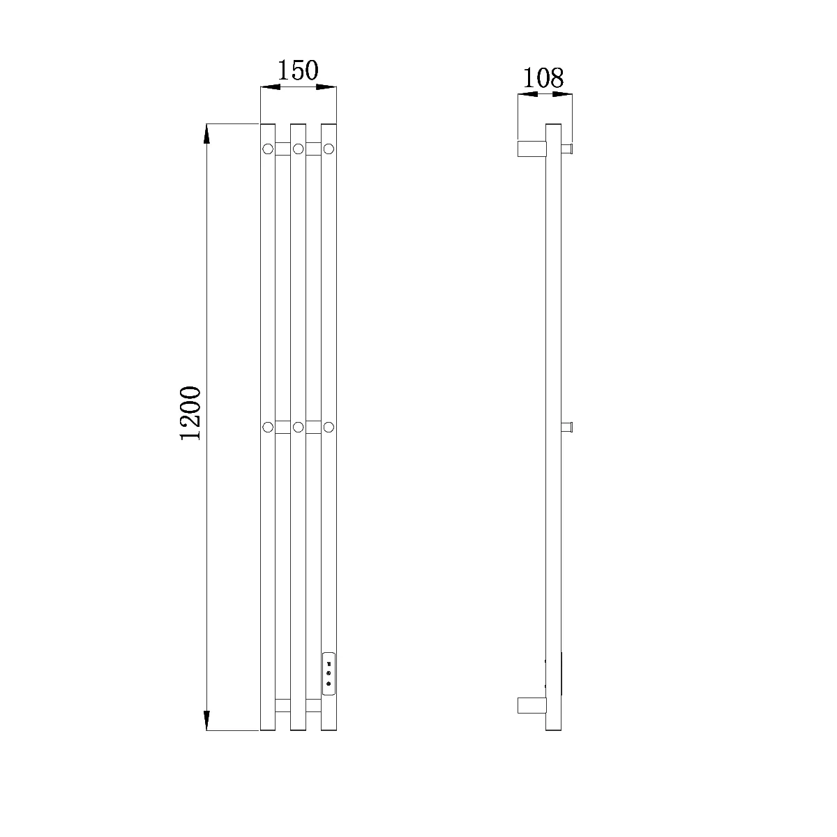 Полотенцесушитель электрический RAGLO настенный сенсорный узкий с терморегулятором , сатин R350.17.05