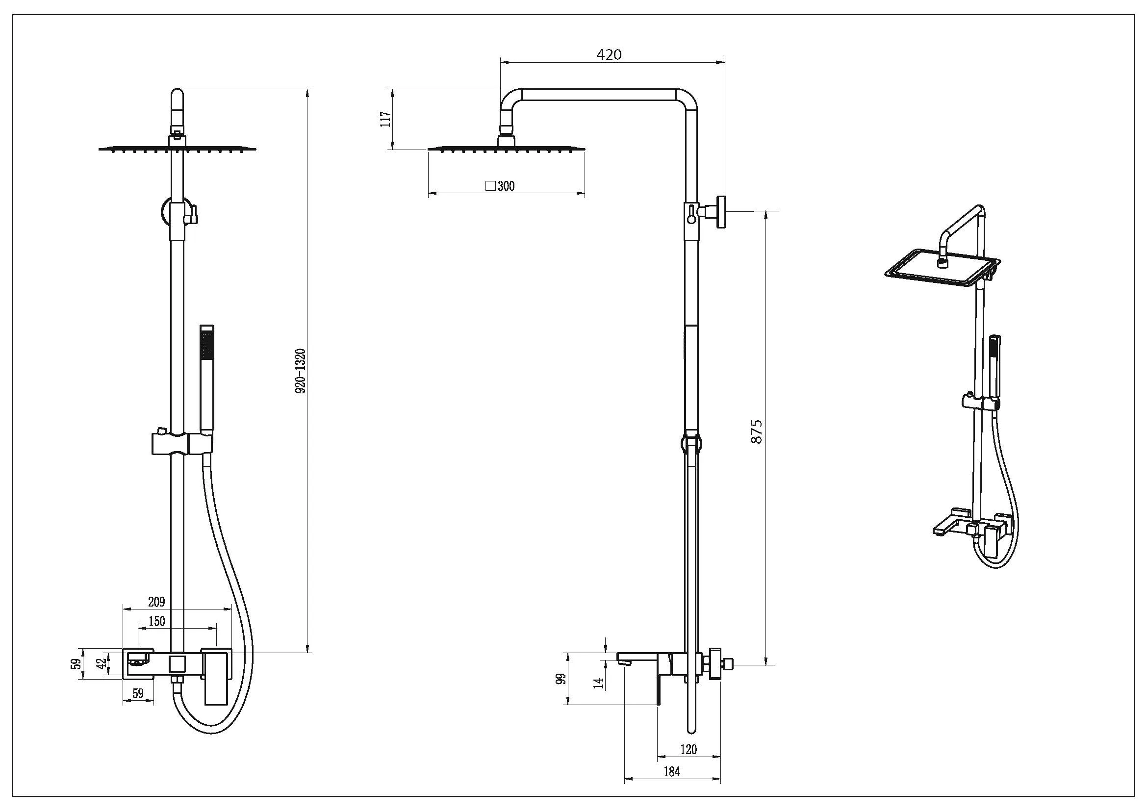 Стойка для душа Qubic Matt White