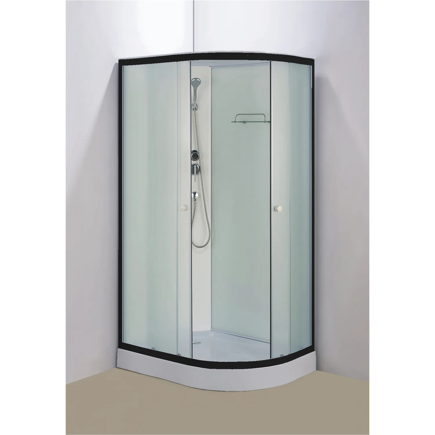 Душевая кабина Loranto 1180х780х2080 левосторонняя, белое заднее стекло, поддон 14 см, матовое стекло 4 мм, профиль черный () CS-876EBTM/W-120