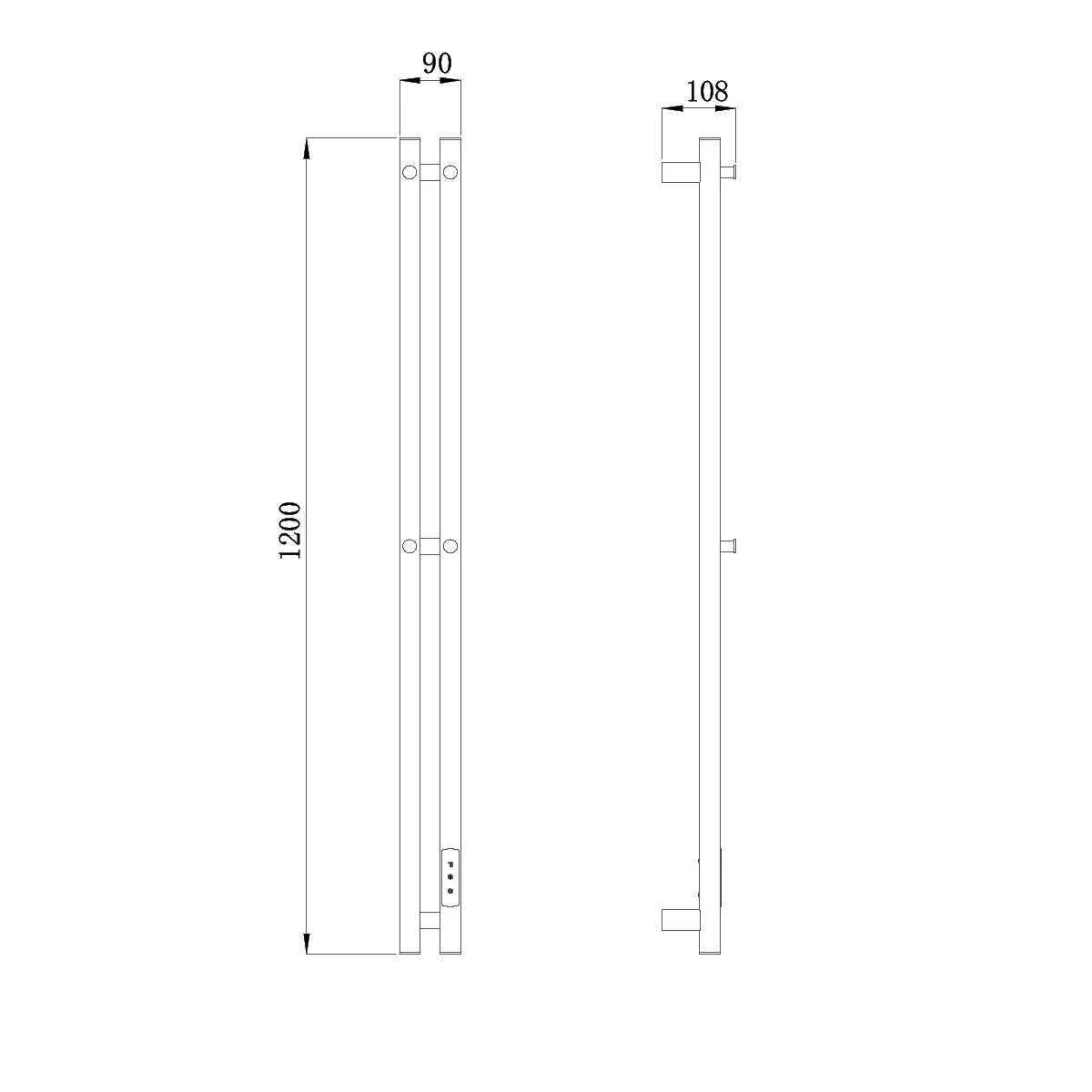 Полотенцесушитель электрический RAGLO настенный сенсорный узкий с терморегулятором , сатин золотой R350.12.05