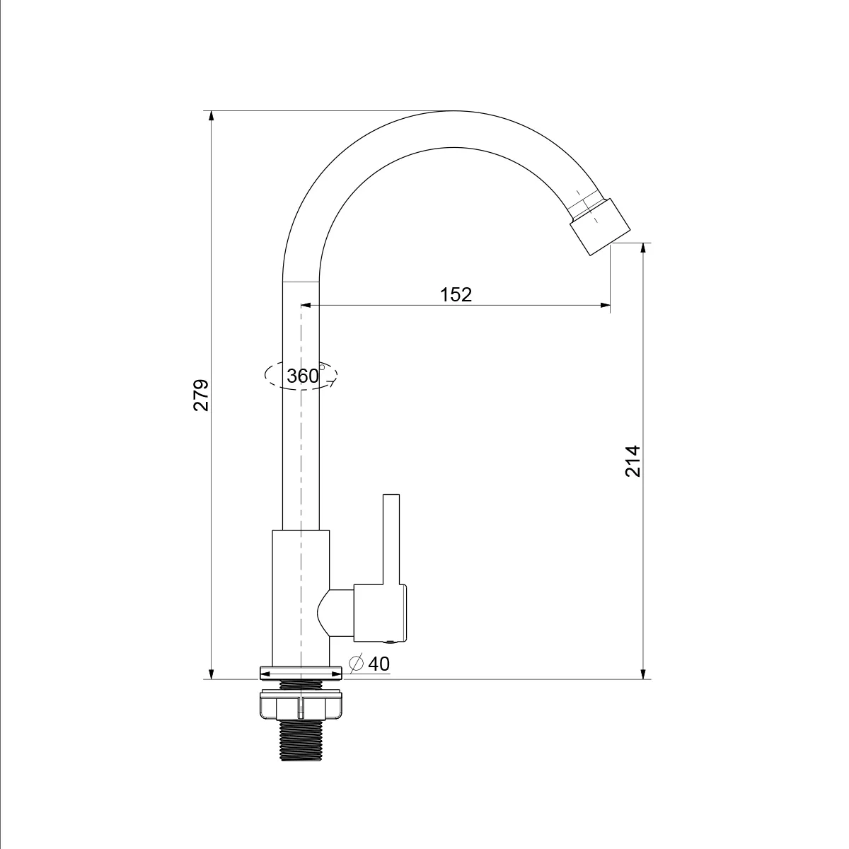 Кран Splenka S249.481.05 для кухни  поворотный излив, сатин