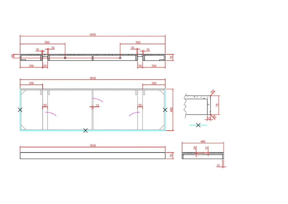Столешница прямая FLAT CALACATTA 1610*460*70